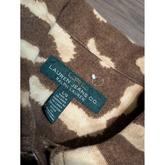 Lauren Jeans Co Ralph Lauren Zebra Print Denim Jacket Women's L Brown Beige - Picture 3 of 4